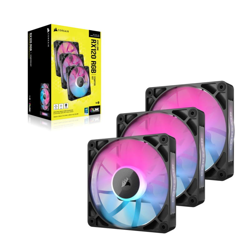 VENTILADOR CORSAIR ICUE LINK RX120 PWM /120MM/NEGRO/GAMER/KIT INICIO TRIPLE/RGB image 3