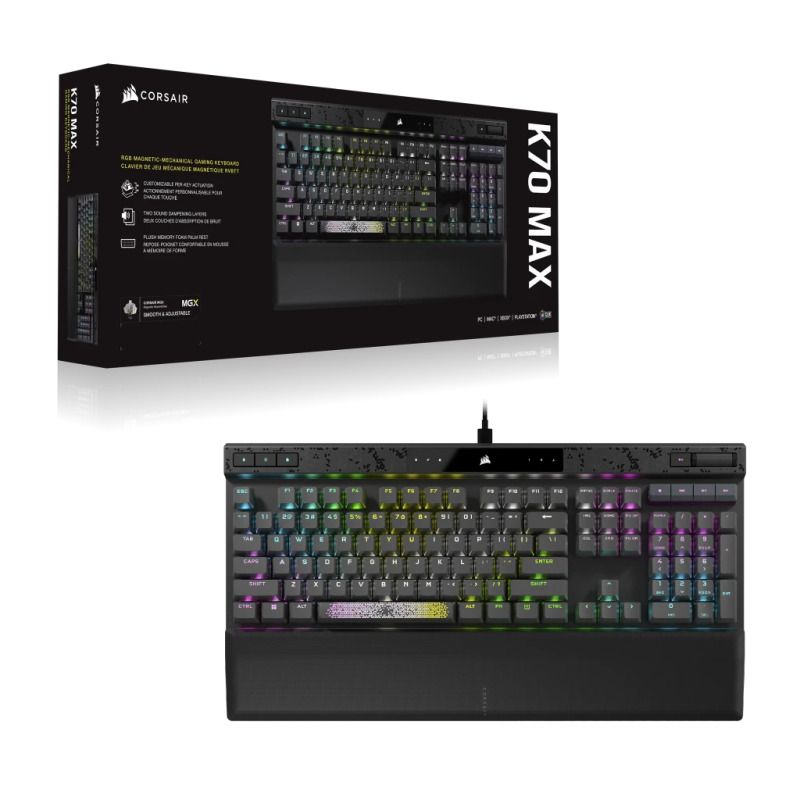TECLADO CORSAIR K70 MAX RGB/MAGNÉTICO-MECÁNICO/ LED RGB RETROILUMINADO/ CORSAIR MGX /GRIS/TECLAS PBT NEGRAS/ (CH-910961G-NA) image 15