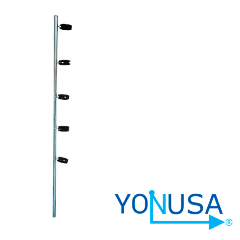 POSTE ESQUINA PREMIUM YONUSA CIRCULAR 1PULGADA DE DIÁMETRO PARA ESQUINA DE 1.20MTS GALVANIZADO CON 5 AISLADORES
