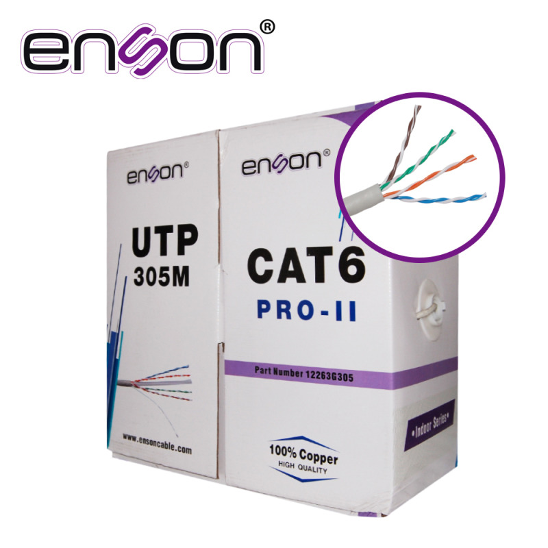 Enson Cat6, 305 m cable de red Gris U/UTP (UTP) image 2