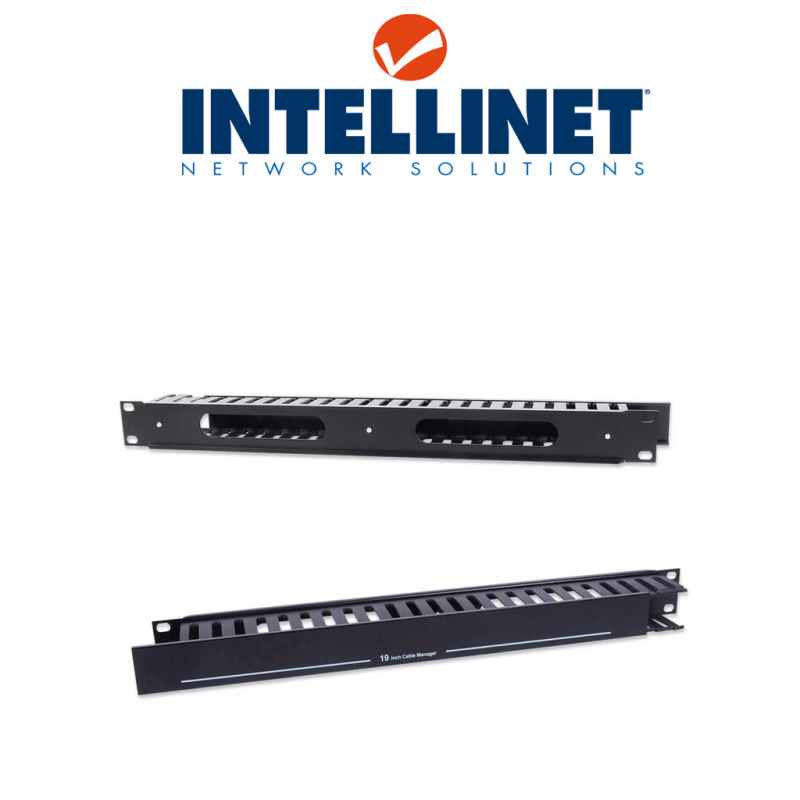 INTELLINET 169950 - Organizador Horizontal 19", 1U, (Metal) / Color Negro / Para rack o gabinetes de 19" / 1U de alto (Sobre Pedido) image 3
