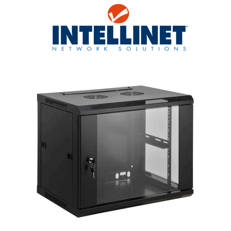 INTELLINET  711753 - Gabinete mural de 19" / 6UR / Ensamblado / Color Negro /Carga máxima de 60 KG  / Para montaje en rack de 19" / Puerta de cristal templado / Apertura de puerta 180° (Sobre Pedido) image 3