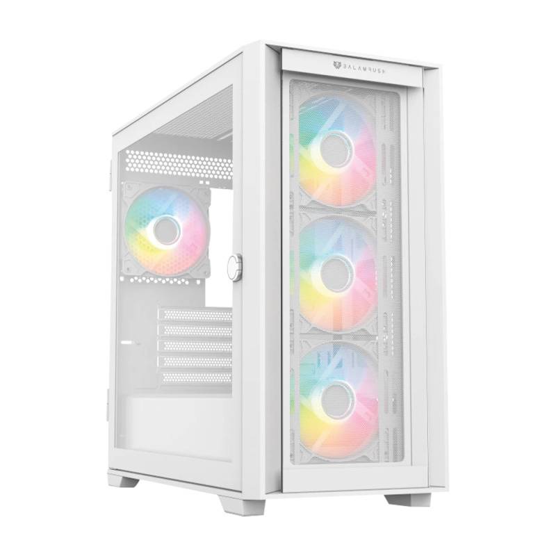 GABINETE GAMER BALAM RUSH / MEDIA TORRE / CARBONO TWIN MATE 6000 / MICRO-ATX, MINI-ATX / 4 VENTILADORES ARGB / PANEL IZQ CRISTAL BISAGRAS + FRENTE INTERCAMBIABLE CRISTAL - MESH / BLANCO / BR-938822 image 3