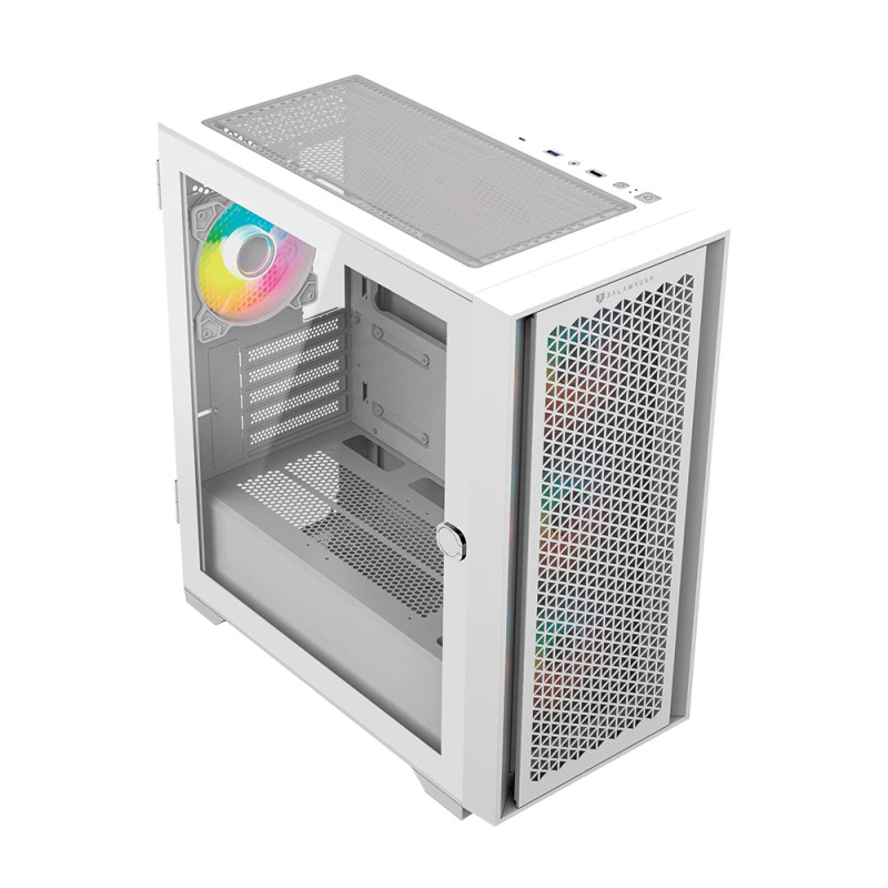 GABINETE GAMER BALAM RUSH / MEDIA TORRE / CARBONO TWIN MATE 6000 / MICRO-ATX, MINI-ATX / 4 VENTILADORES ARGB / PANEL IZQ CRISTAL BISAGRAS + FRENTE INTERCAMBIABLE CRISTAL - MESH / BLANCO / BR-938822 image 5