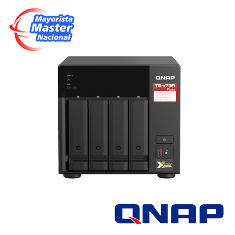 NAS QNAP TS-473A-8G/ 4 BAHIAS NUCLEO CUADRUPLE HASTA 2.7 GHZ AMD RYZEN 8GB DDR4 SO-DIMM/2 PTO 2,5 GBE / 1 PTO 10GBE/ USB 3.2X3/ HOTSWAP/SATA/HASTA 72TB/ NO INCLUYE DISCOS