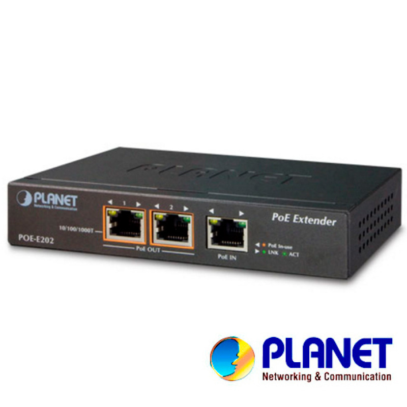 PLANET POE-E202 extensor de red Transmisor y receptor de red Negro 10, 100, 1000 Mbit/s image 2