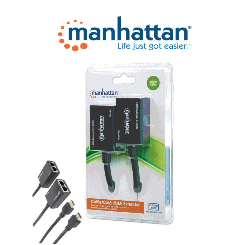 MANHATTAN 207386 - Extensor de HDMI por Cat5e/Cat6 / Extiende tu señal de 1080p hasta a 30m / cables HDMI integrados / 55 x 36 x 22 cm (Sobre Pedido) image 3