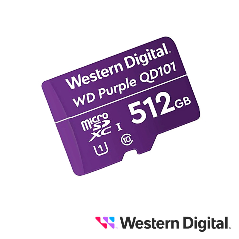 Memoria microSD de 512 GB PURPLE Especializada Para Videovigilancia 10 VECES MAYOR DURACIÓN 3 AÑOS DE GARANTIA