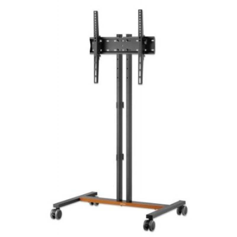 MANHATTAN 462068 - Soporte compacto para TV con ruedas Soporta un televisor de 34" a 55" de hasta 35 kg (77 lbs.), +/-10° de inclinación, diseño que ahorra espacio, negro/café image 3