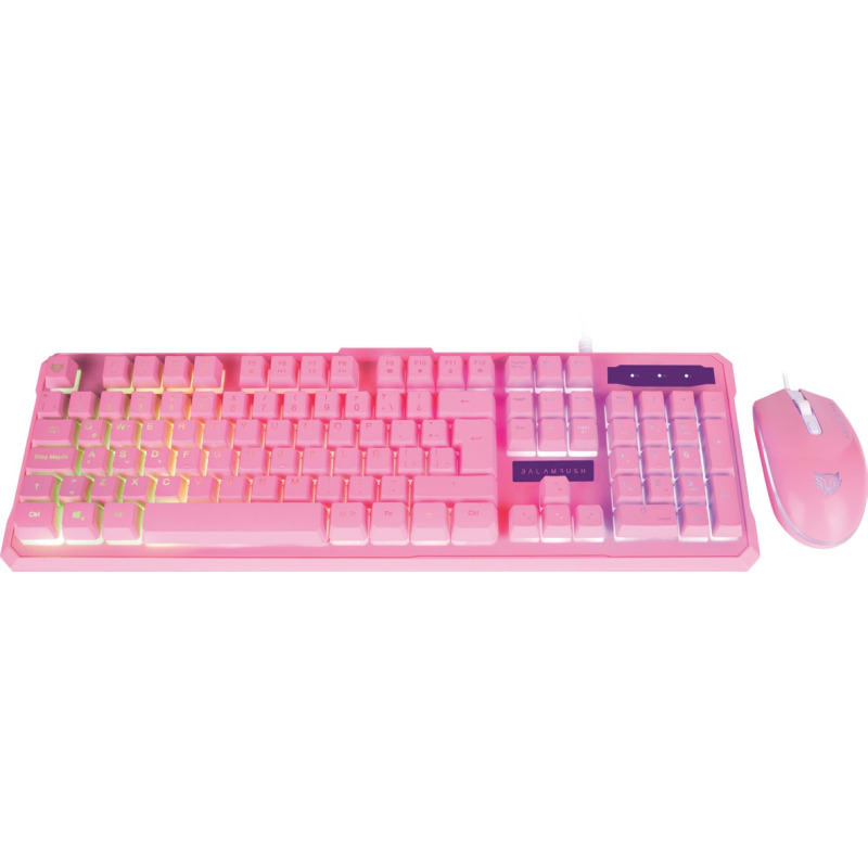 KIT GAMER BALAM RUSH SQUAD KTM330 / TECLADO Y MOUSE / ALAMBRICO USB / MULTIMEDIA / ILUMINACION LED / 105 TECLAS ANTIGHOSTING / OPTICO / 3600 DPI AJUSTABLES / 3 BOTONES +  SCROLL / ROSA / BR-932769