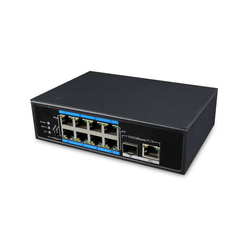UTEPO UTP7108EPOE - Switch industrial PoE+ de 10 Puertos/ 8 Puertos 10/ ...