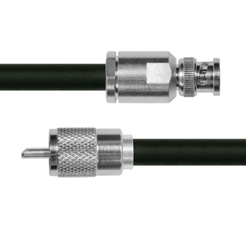 Cable Coaxial RG-214/U de 110 cm, con conectores BNC Macho a UHF Macho (PL-259).