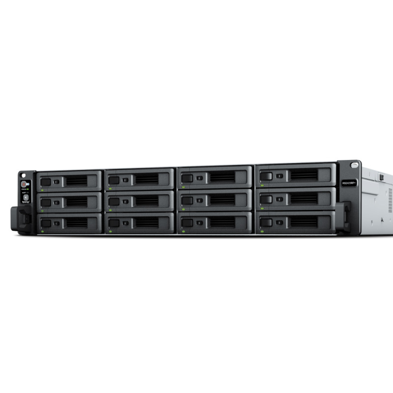 NAS SYNOLOGY RS2423 /12 BAHIAS /NUCLEO CUADRUPLE 3.3GHZ/8GB DDR4/HASTA 216 TB /LAN GIGABIT X2/ LAN 10GBE X1/ USB 3.2 X2/HOTSWAP/ AMD RYZEN V1780B