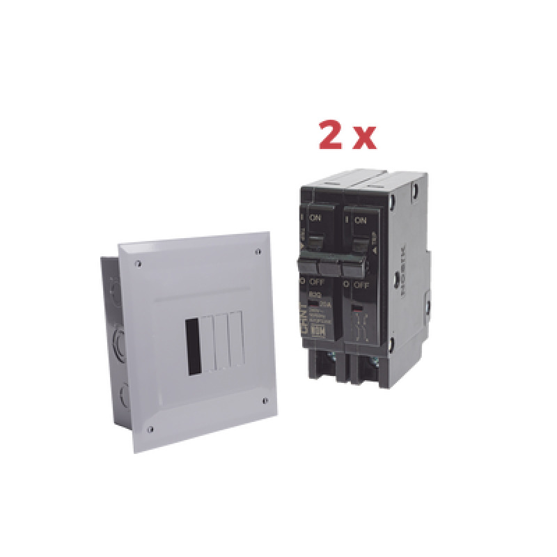 Kit Centro de Carga 4P para empotrar con 2 Interruptores Térmicos de 2 Polos 20Amp 120/240Vca 10kA