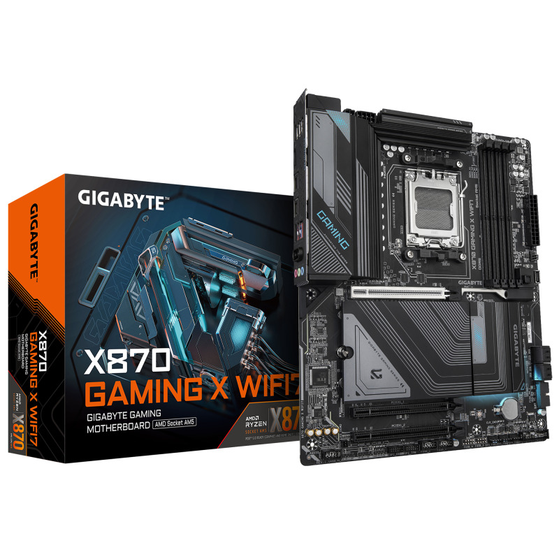 TARJETA MADRE GIGABYTE X870 GAMING X WIFI7 / AMD X870 / SOCKET AM5 / DDR5 4X 8200 MT/S / WIFI7 / BT 5.4 / ATX / GAMING