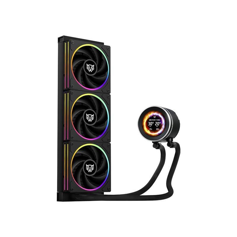 ENFRIAMIENTO LIQUIDO HYDROX EXPERT LEVEL HYX40 /  PANTALLA OLED 2.1 PULG FULL COLOR / SERIE DE 7 PINES / ARGB / 3 VENTILADORES / HIDRODINAMICO / SOFTWARE / 2400 RPM / INTEL - AMD / NEGRO / BR-941808