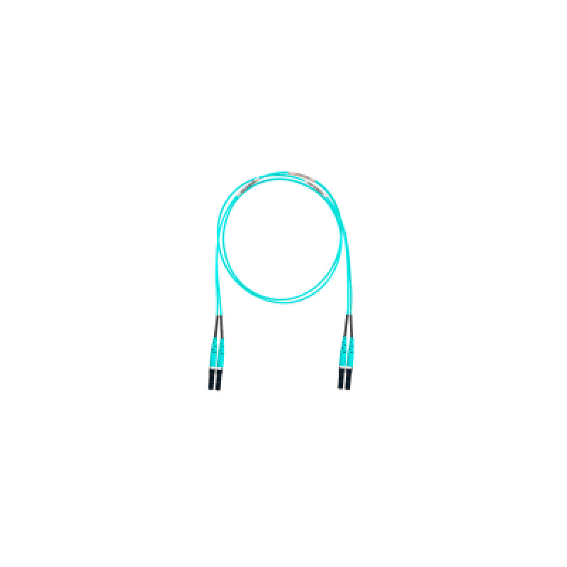 Jumper de Fibra Optica Multimodo 50/125 OM4 LCLC Duplex LSZH Color Aqua 3 Metros