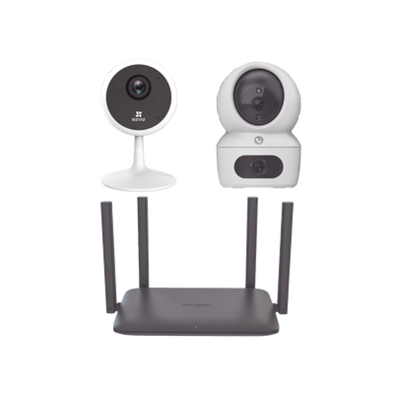 Kit de cámaras WiFi Para Uso en Interior / Incluye 1 pieza CSH7C / 1 pieza CSC1C / 1 Pieza de Router DS3WR15X / Detección de Movimiento / Audio Bidireccional / 4 Puertos 1000 Mbps / Visión nocturna a color
