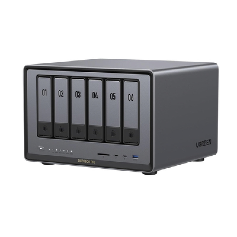 NASync DXP6800 Pro | SO UGOS Pro | Intel i5 1235u 10Core | 6Bahias SATA Hasta 144TB | 2 M2 SSD Hasta 16TB | 8GB DDR5 Exp a 64GB | 2 Thunderbolt4 | 210GbE | 1USB32 Gen2 | 2USB 20 | 2USB 32Gen2 | HDMI 21 8K | SD 40