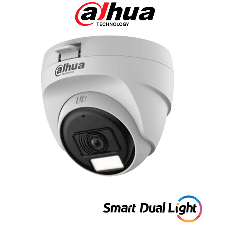 DAHUA DH-HAC-T1A51N-U-IL-A- Cámara Domo 5 Megapixeles/ Lente 2.8 mm Apertura Hasta 106°/ Iluminación Dual Inteligente/ Micrófono Incorporado/ Iluminación Hasta 25Mts IR + 20Mts Luz Calida/ Plástico/ Ideal para Interior/ #LoNuevo