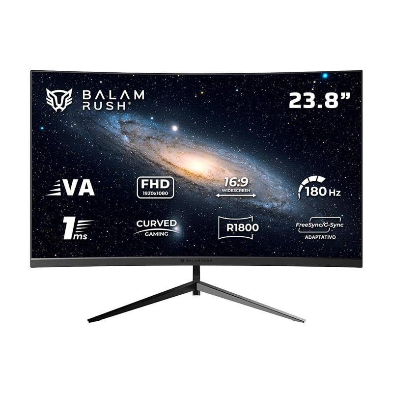 MONITOR GAMER BALAM RUSH ANDROMEDA MAG24Y / CURVO / 23.8 PULG / PANEL VA / FULL HD / 180 HZ / 1 MS / R1800 / FREESYNC ADAPTATIVO / 200 HZ OVERCLOCK /  RGB / FLICKER FREE / NEGRO / BR-943031