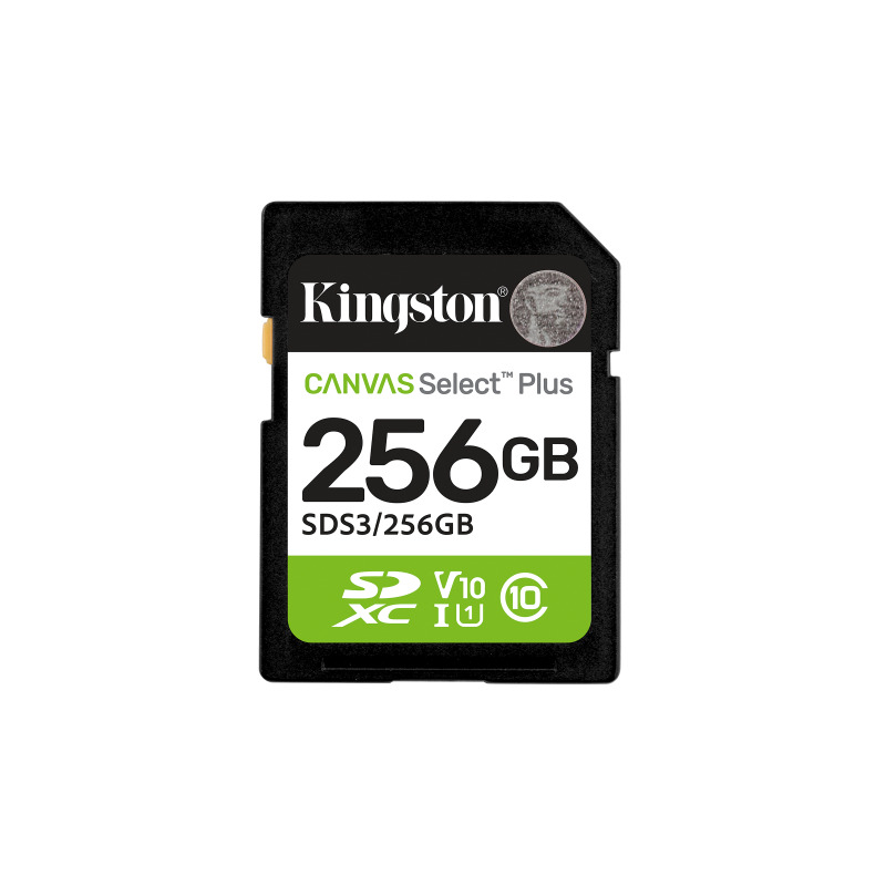 MEMORIA FLASH SD KINGSTON SDXC CANVAS SELECT 256GB 150MB/S C10 UHS-I U1 V10 (SDS3/256GB)