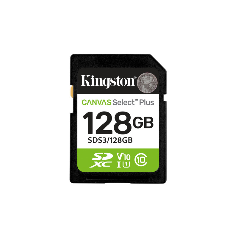 MEMORIA FLASH SD KINGSTON SDXC CANVAS SELECT 128GB 150MB/S C10 UHS-I U1 V10 (SDS3/128GB)