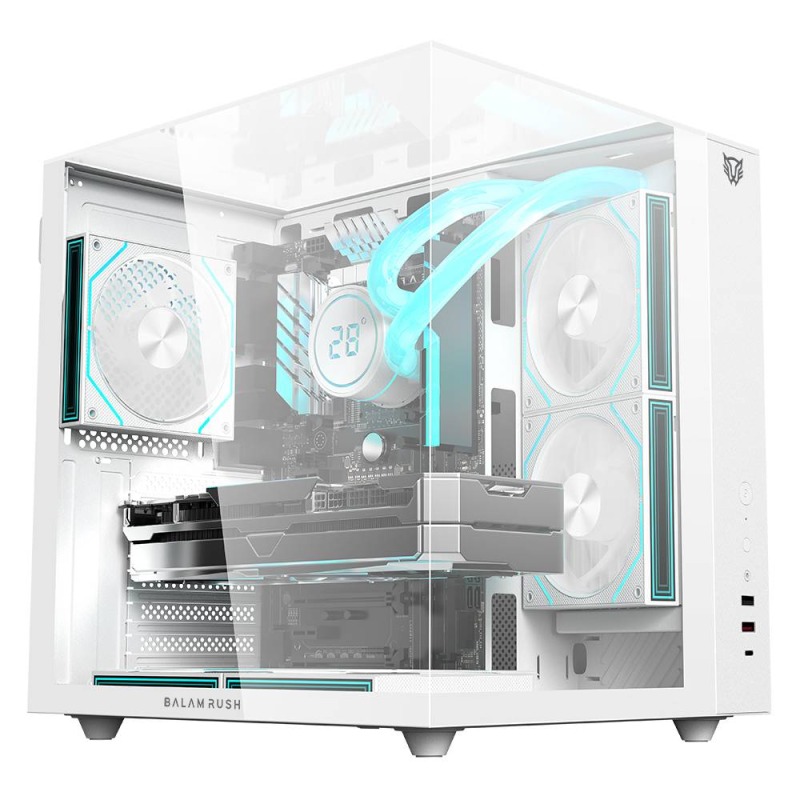 GABINETE GAMER BALAM RUSH TANK MAJESTIC 6600 / MEDIA TORRE / ATX/MICRO ATX- MINI ITX / VENTILADORES ARGB 3X120 MM / TRIPLE PANEL DE CRISTAL TEMPLADO / BLANCO / BR-941532