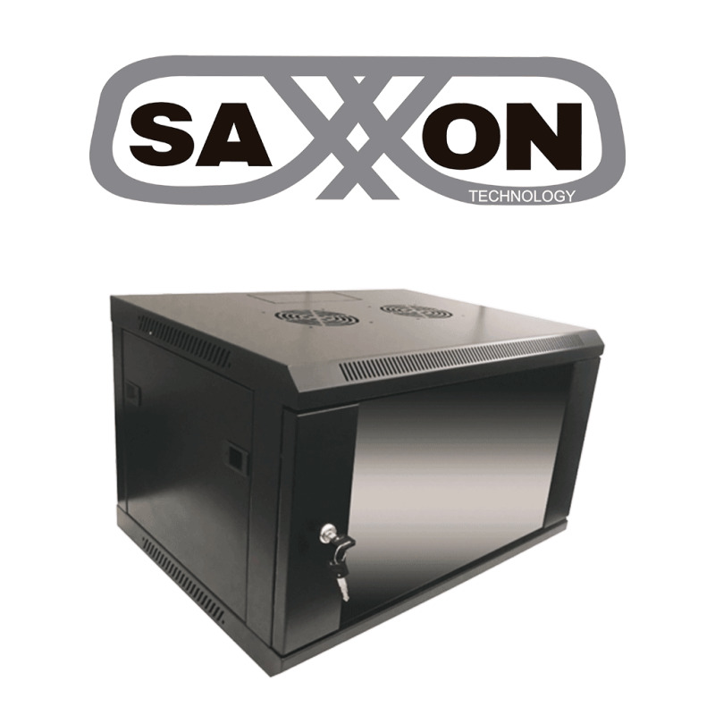 SAXXON SE540601 - Gabinete de pared / 6 UR / Fijo / Capacidad de carga de 60  Kg / Ancho 570 mm x profundidad 450 mm x alto 370 mm / #Gabinete