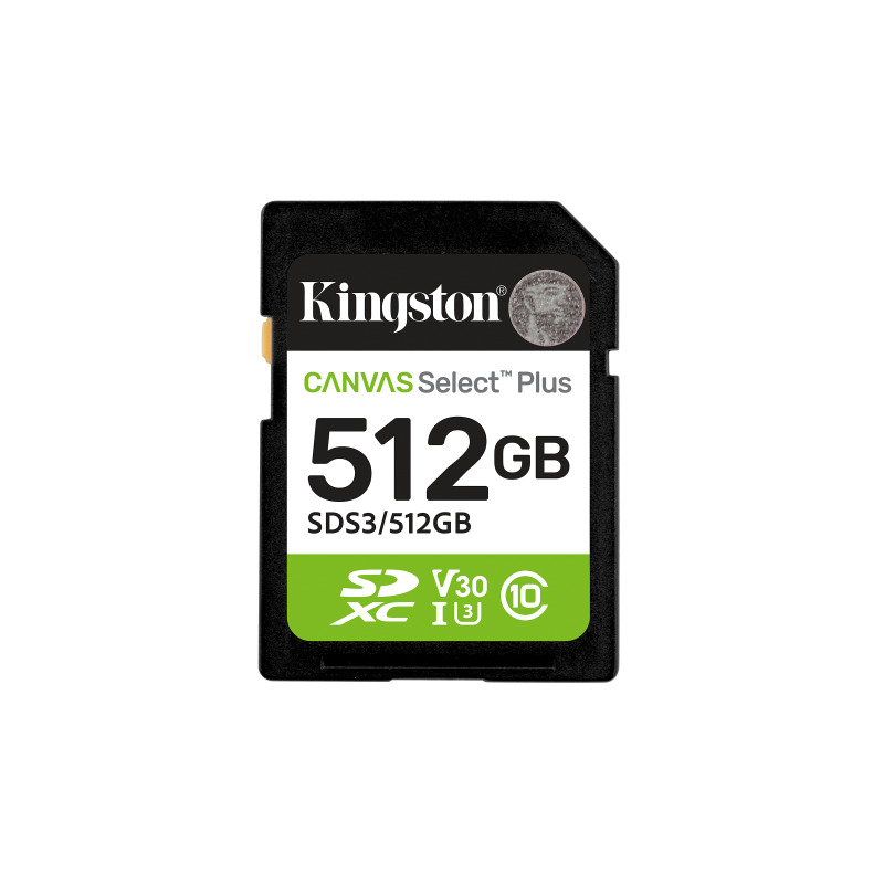 MEMORIA FLASH SD KINGSTON SDXC CANVAS SELECT 512GB 150MB/S C10 UHS-I U3 V30 (SDS3/512GB)