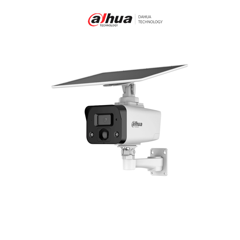 DAHUA IPC-HFW2441DG-4G-SP-B Cámara IP bullet 4G 4MP/panel solar/Batería/ SMD/ Sirena y luz de disuasión activa/Audio bidireccional/ Iluminador dual inteligente/IR 50 m/ luz cálida 30m/ Modo AOV (vídeo siempre activo)/ Ranura para Micro SD/ IP67/#LoNuevo