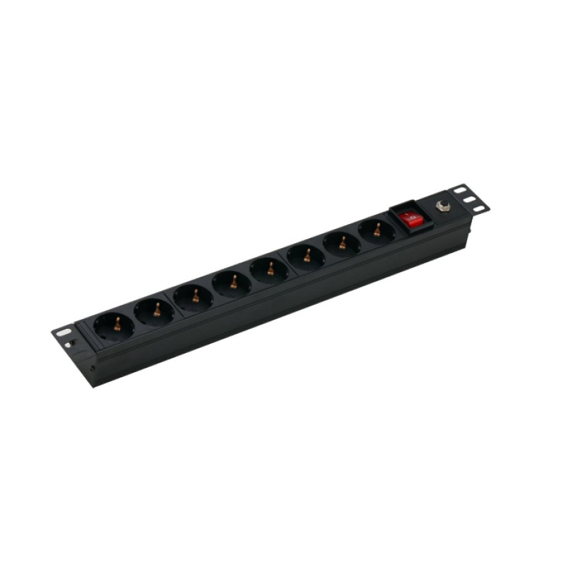 DAHUA ZZM10/PDU(8 USA 250)  Barra PDU multicontacto /Max 250Vac/ 10A/ 2500W/ North American/1.3mm2 , 3m/ 8 outlet 3-pin,  Universal (North American)/  Overload protection module and switch/ Para montaje en Rack de 19"