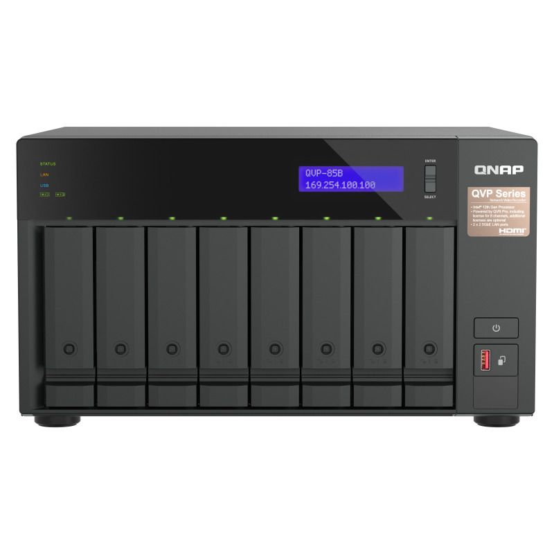 QNAP QVP-85B servidor NAS o de almacenamiento Tower Intel® Core™ i5 32 GB DDR4 Unidad de disco duro QVR Pro Negro