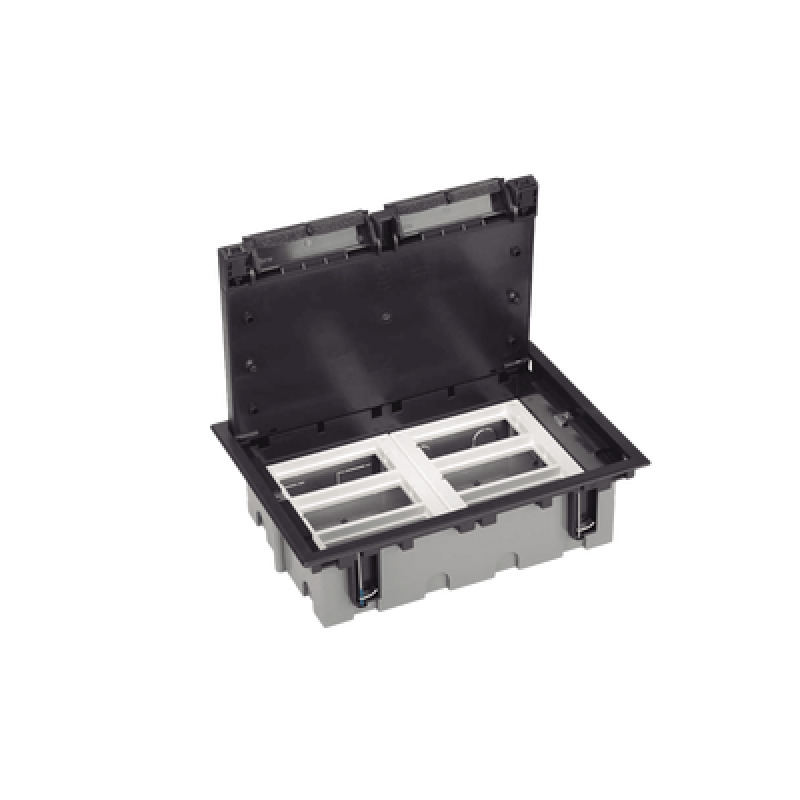 Caja Para Instalación en Piso Falso para Voz Datos o Contactos Eléctricos / Capacidad para 6 Módulos / Espacio Embellecedor en la Tapa / Profundidad Ajustable de 90 a 120 mm / Los Módulos se Adquieren Aparte / SF610/14CY