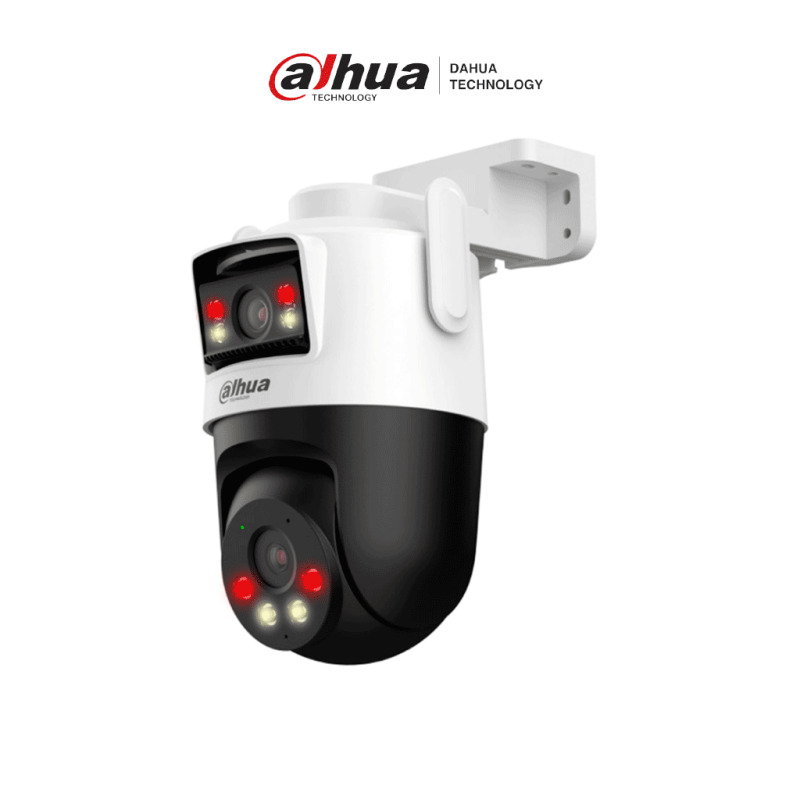 DAHUA DH-IPC-WPT1339DD-SW-3E2-PV - Cámara IP dual doble lente de 3 MP cada uno(fijo y PT), Iluminación Dual Inteligente,IR 50m, audio bidireccional, detección de humanos y vehúclos por IA, Autotracking, Disuación activa, Ranura Micro SD,IP 66.
