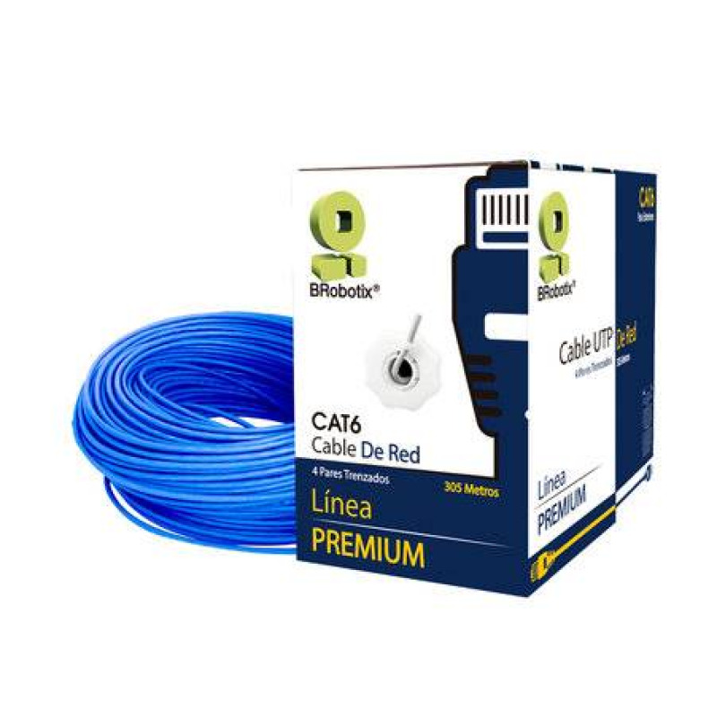 Bobina Brobotix CAT6  para interiores CCA  UTP 305mtr color Azul