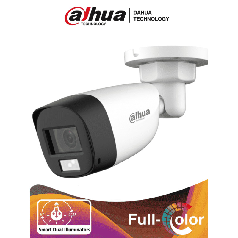 DAHUA HAC-HFW1200CLN-IL-A - CAMARA BULLET DE 2 MEGAPIXELES / ILUMINACION DUAL INTELIGENTE + FULL COLOR / LENTE DE 2.8 MM / 102 GRADOS DE APERTURA / 20 MTS DE IR Y LUZ VISIBLE / MICROFONO INTEGRADO / IP67 / SOPORTA: CVI/ CVBS / AHD / TVI /