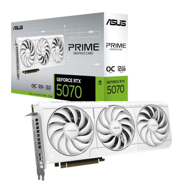 TARJETA DE VIDEO ASUS (PRIME-RTX5070-O12G-WHITE) 12GB GDDR7,192BIT, PCI-5.0, HDMI,3*DP, 3 FAN