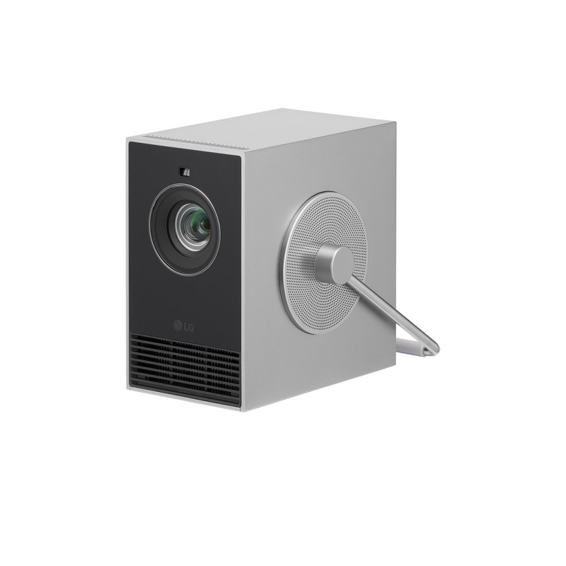 PROYECTOR LG CINEBEAM Q MINI 4K UHD LASER, 3840X2160, 500 LUMENES ANSI, CONTR 450000:1, PANTALLA 50-120 PULG., 20000 HRS VIDA, HDMI, WEB OS 6.0, AIRPLAY 2, BLUETOOH, USB, HDR10 HLG, QUAD CORE, PLATA