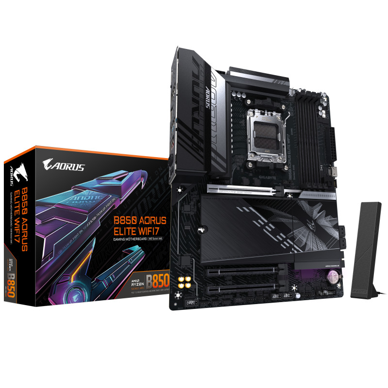 TARJETA MADRE GIGABYTE B850 AORUS ELITE WIFI7 / SOCKET AMD AM5 / DDR5 8200 / HDMI / WIFI7 / ATX / GAMER