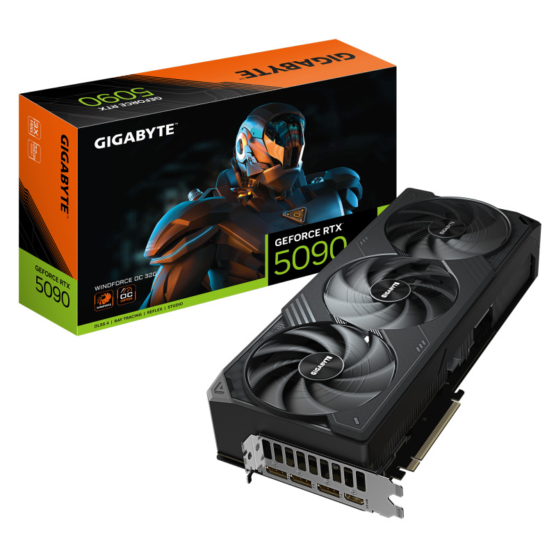 TARJETA DE VIDEO GIGABYTE GV-N5090WF3OC-32GD / RTX 5090 / VRAM 32 GB / GDDR7 / PCIE 5.0 / HMI 2.1 / DP 2.1 / GAMING