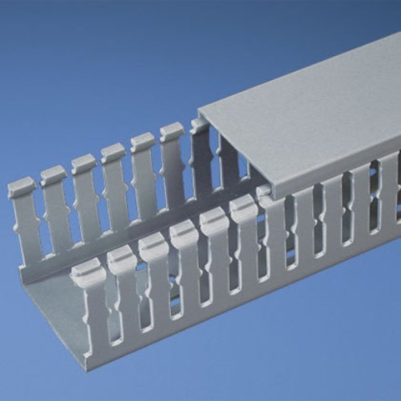 Canaleta Ranurada de PVC con Tapa Tipo F 445 mm de Ancho 792 mm de Alto y 2 m de Largo Color Gris