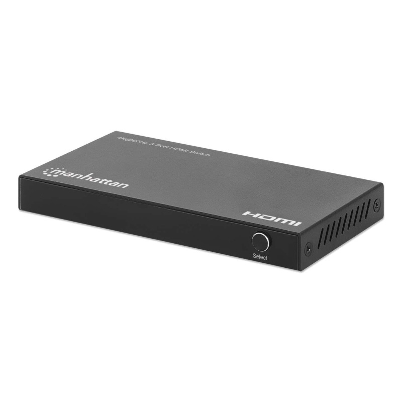 SPLITTER/MANHATTAN/208222/SWITCH HDMI 4K@60HZ, 3 ENTRADAS COMPACTO NEGRO