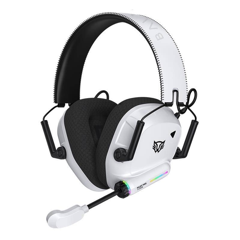 AUDIFONOS GAMER BALAM RUSH PILOT PRO HS808 / DIADEMA INALAMBRICOS / COMPATIBLE PC - CONSOLAS - DISPOSITIVOS MOVILES / SONIDO ENVOLVENTE / RECARGABLE / MICRO FIJO / RGB / BT - USB / BLANCO / BR-938594