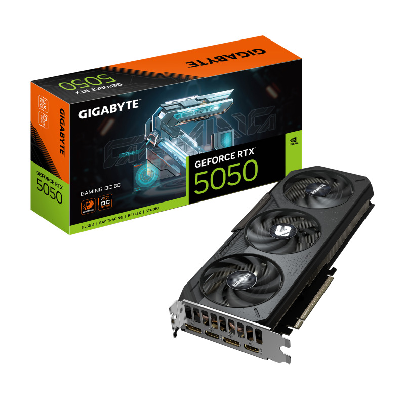 TARJETA DE VIDEO GIGABYTE (GV-N5050GAMING OC-8GD) RTX 5050, 8GB GDDR6,PCIE 5.0,2*HDMI,2*DP,3FAN