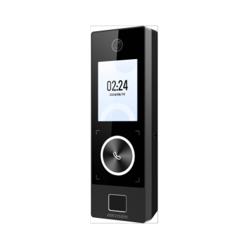 Terminal Facial Min Moe WiFi  PoE con Botón de Llamada y LECTOR DE HUELLA / Exterior IP65 / Tarjetas Virtuales Bluetooth con HikConnect Teams / 1000 Rostros y 3000 Huellas / HIKIA