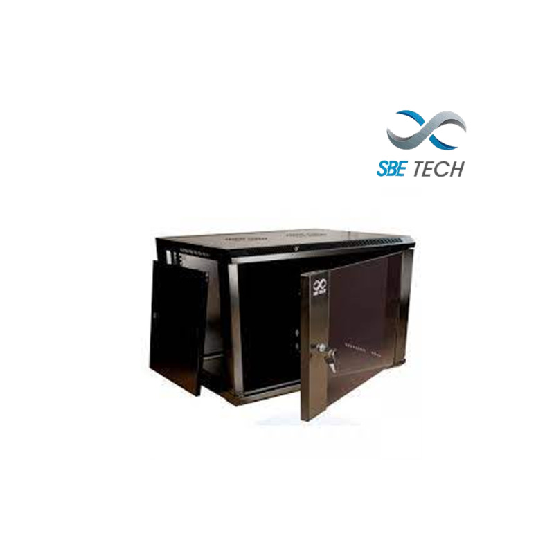SBETECH GNLPAR9UR- Gabinete de pared / 9 UR / Profundidad 450 mm / Puerta delantera de cristal templado
