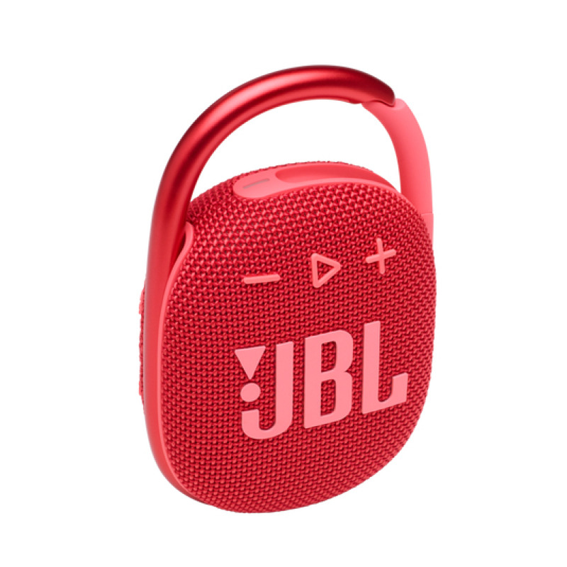 Bocina JBL Clip 4 Bluetooth Rojo con negro 8.6cm resistente agua y polvo IP67 carga rapida USB C