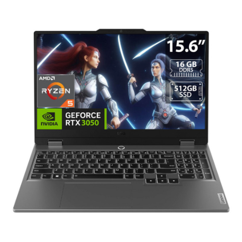 LAPTOP LENOVO IDEA GAMING LOQ 15ARP9 / RYZEN 5 7235HS 4C 4.2GHZ / 16GB DDR5 / 512GB SSD / RTX 3050 6GB / 15.6 FHD 1920X1080 / LUNA GREY / WIN 11 HOME / 1YR CS