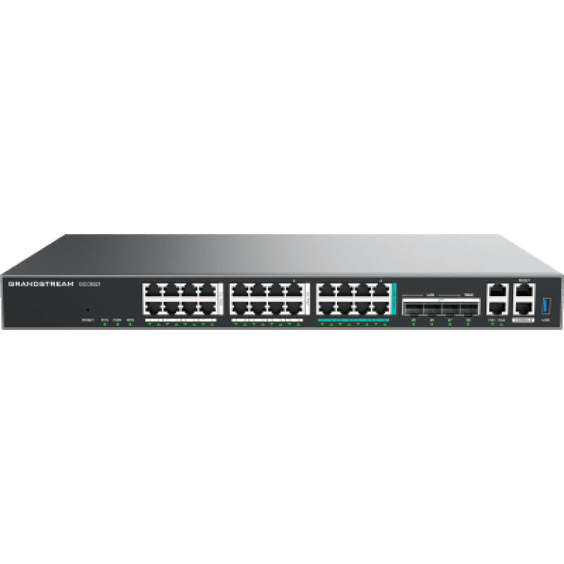 Dispositivo de Convergencia de Redes GCC6021 / Router VPN / Firewall de Próxima Generación / IP PBX / Switch de Red / 4 Puertos Gigabit Ethernet / 1 Puerto SFP 10 Gigabit / 1 Puerto 25 Gigabit / Gestión en la Nube GDMS / Montaje en